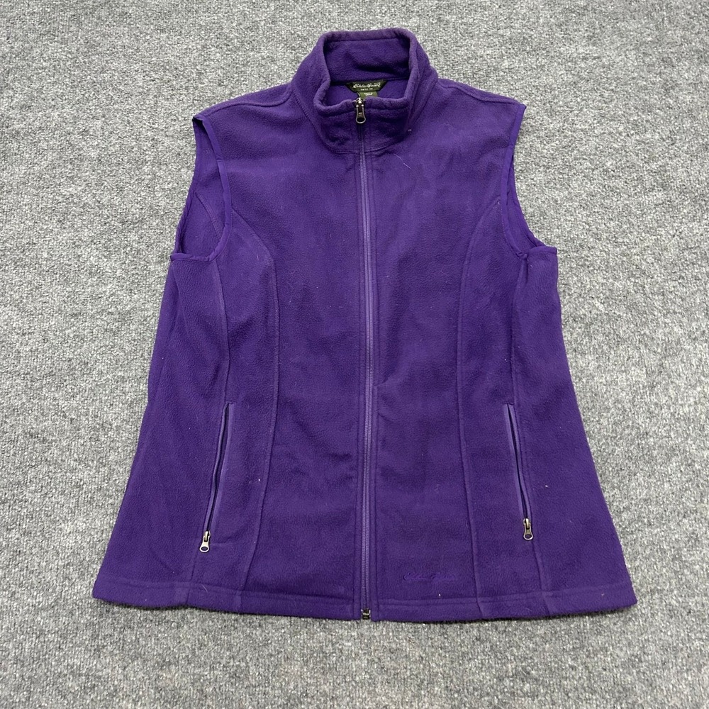 Eddie Bauer Vest Womens Size XL Purple Fleece Full Zip Outdoor Casual Layer